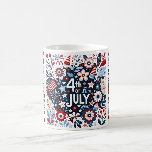 4th Of July Floral Coffee Mug (Center)
