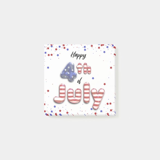 4th of July Foil Balloons Stars Stripes - Post-It Notes (Front)