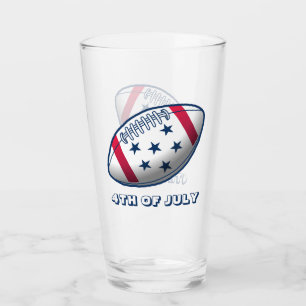 4th of July Football Glass
