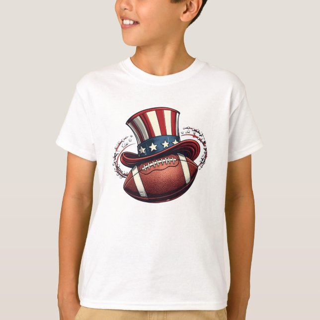 4th of July Football Patriotic Player Men Boys Kid T-Shirt (Front)