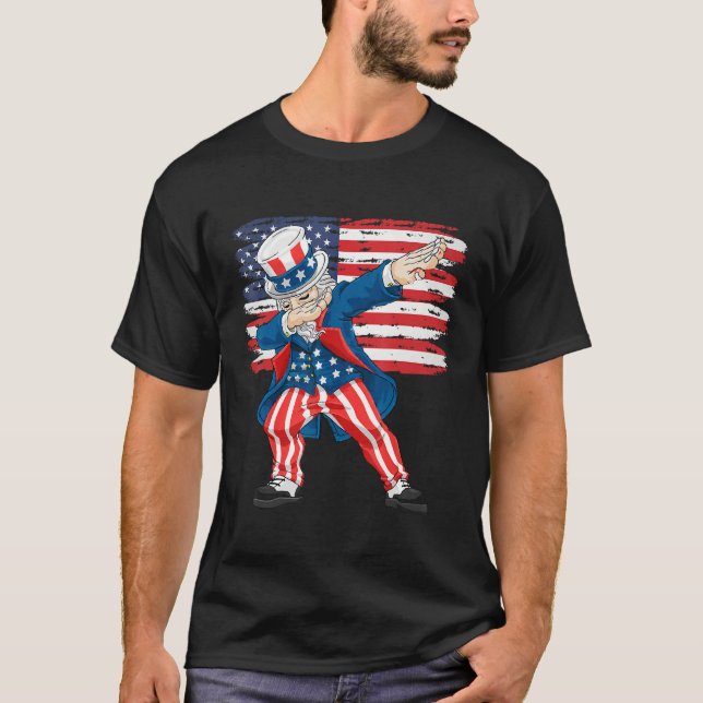 4th Of July  For Kids  Dabbing Uncle Sam Boys Men T-Shirt (Front)