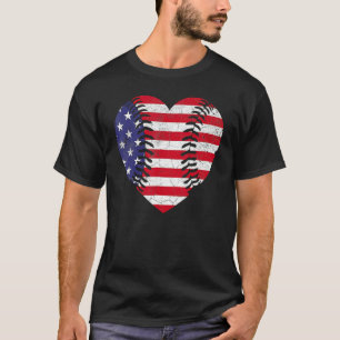 4th Of July For Women American Flag Baseball Hea T-Shirt