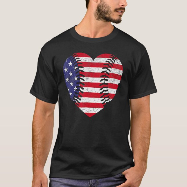 4th Of July   For Women American Flag Baseball Hea T-Shirt (Front)