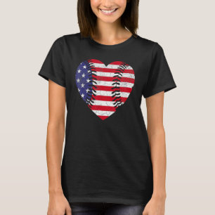 4th Of July   For Women American Flag Baseball Hea T-Shirt