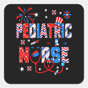 4th Of July For Women Stethoscope Patriotic Pediat Square Sticker