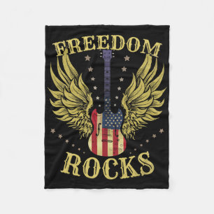 4th Of July Fourth Independence Day Guitar Freedom Fleece Blanket