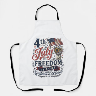 4th of July Freedom Gratitude Vintage Shirt Design Apron
