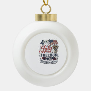4th of July Freedom Gratitude Vintage Shirt Design Ceramic Ball Christmas Ornament