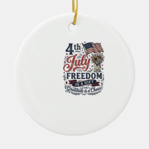 4th of July Freedom Gratitude Vintage Shirt Design Ceramic Tree Decoration