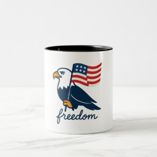 4th of July Freedom Mug with American Flag & Bald 