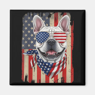 4th of July French Bulldog Dog AAAmerican Flag USA Magnet