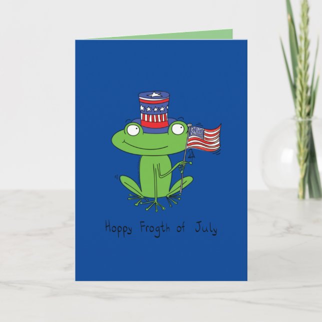 4th of July Funny American Frog Card (Front)