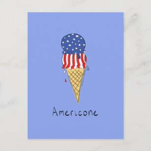 4th of July Funny American Ice Cream Postcard