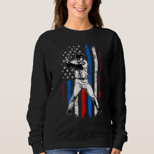 4th Of July Funny Baseball American Flag Batter Hi Sweatshirt