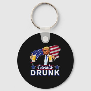 4th Of July Funny Drinking Presidents - Donald Dru Key Ring