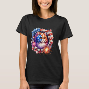 4th of July Funny Meowica Persian Cat Kitten Hole T-Shirt