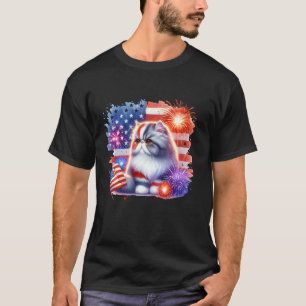4th of July Funny Meowica Persian Cat Lover Owner  T-Shirt