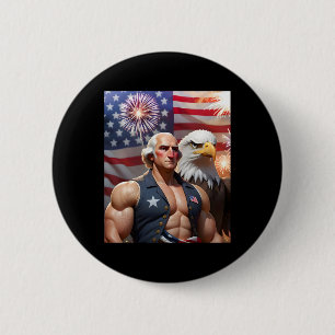 4th Of July Funny Patriotic George Washington Usa  6 Cm Round Badge