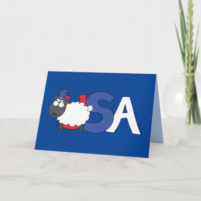4th of July Funny USA Sheep Card (Front)