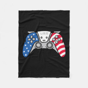 4th Of July Gamepad Video Game Usa American Flag G Fleece Blanket