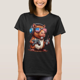 4th Of July Gamer Capybara – Funny Patriotic Anima T-Shirt