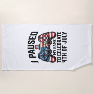 4th of July Gamer Patriotic Video Game Shirt_1 Beach Towel