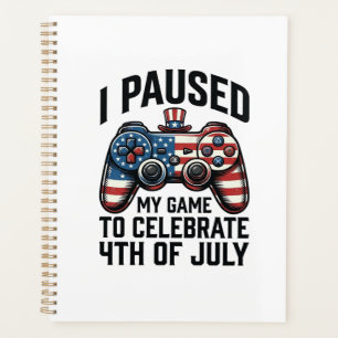 4th of July Gamer Patriotic Video Game Shirt_1 Planner