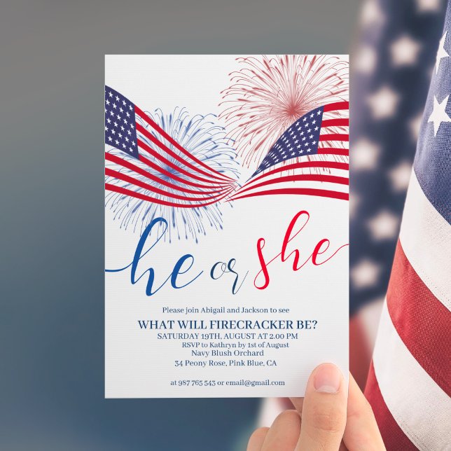 4th of July Gender Reveal Invitation (Creator Uploaded)