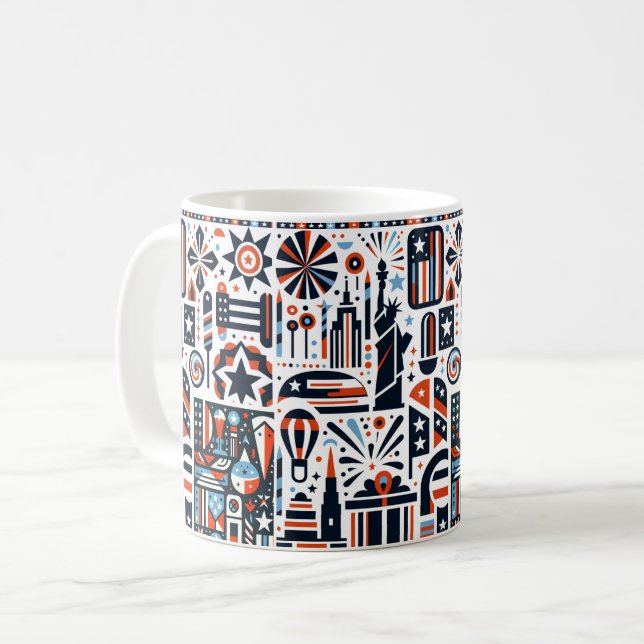4th of July Generative Pattern Coffee Mug (Front Left)