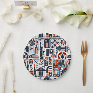 4th of July Generative Pattern Paper Plate