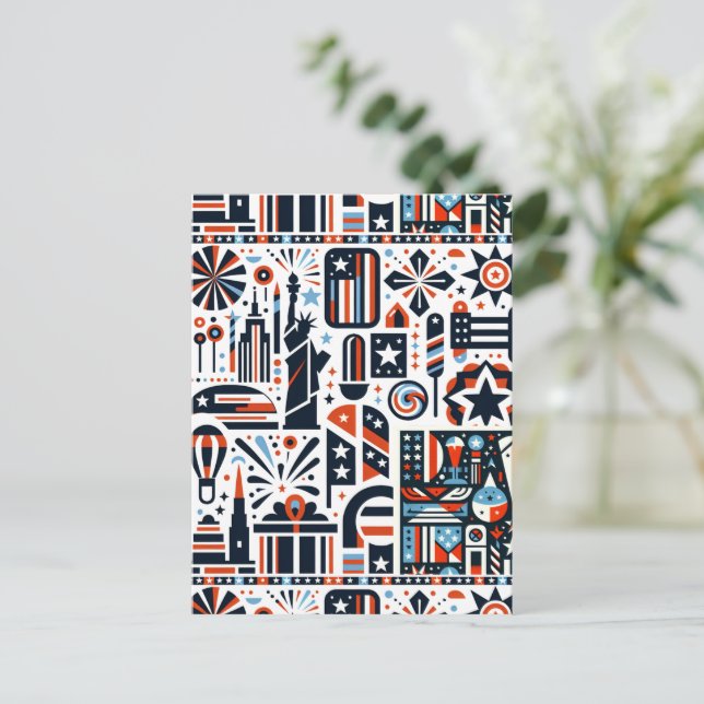 4th of July Generative Pattern Postcard (Standing Front)