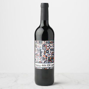 4th of July Generative Pattern Wine Label