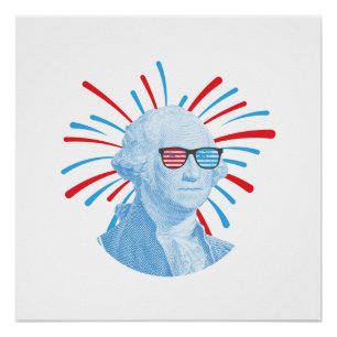 4th Of July George Washington Glasses Poster