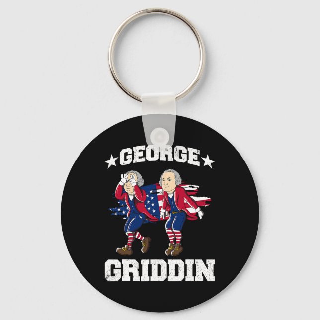 4th Of July George Washington Griddy George Griddi Key Ring (Front)