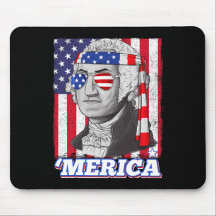 4th Of July George Washington Patriotic Merica Fla Mouse Pad