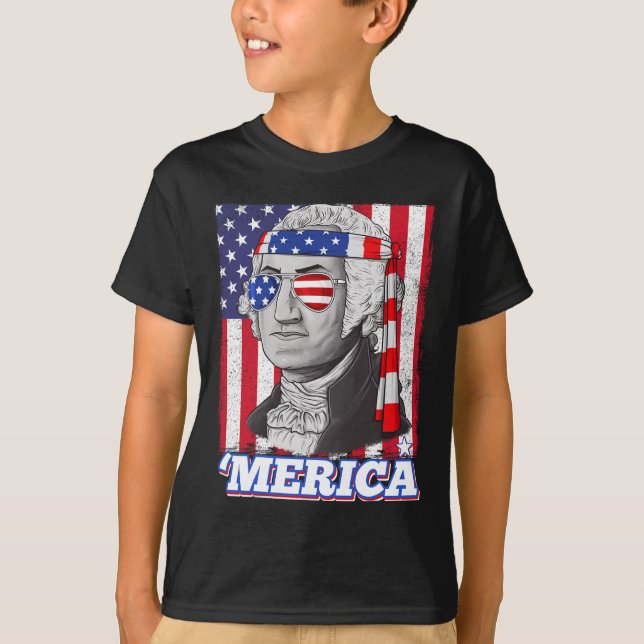 4th Of July George Washington Patriotic Merica Fla T-Shirt (Front)