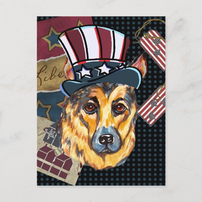 4th OF JULY GERMAN SHEPHERD Postcard (Front)