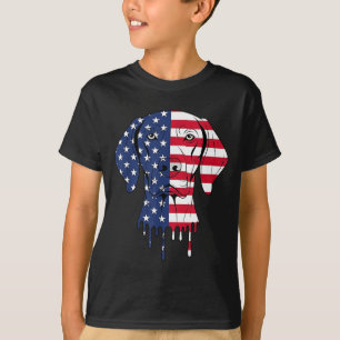 4th of July German Shorthaired inter Dog Flag T-Shirt