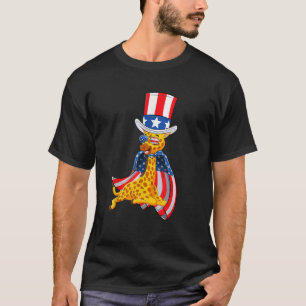 4th of july Giraffe America Independence Day Patri T-Shirt