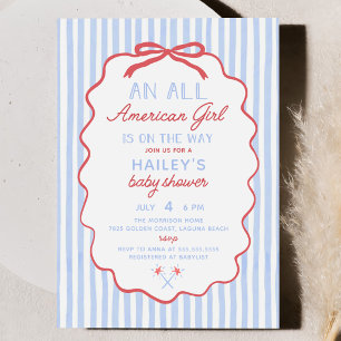 4th of July Girl Baby Shower Invitation