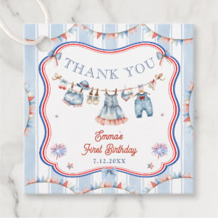 4th of July Girl Birthday Party Thank You Favour Tags