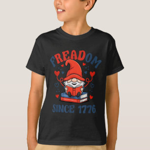 4th of July Gnome Firework Freadom Book T-Shirt