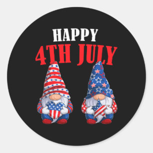 4th Of July Gnomes America Independence Day Patrio Classic Round Sticker