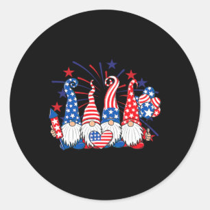 4th Of July Gnomes Patriotic American Flag Cute Gn Classic Round Sticker