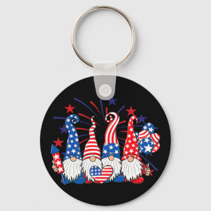 4th Of July Gnomes Patriotic American Flag Cute Gn Key Ring