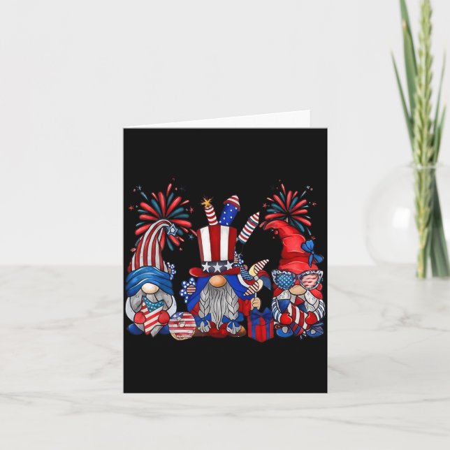 4th Of July Gnomes Patriotic Funny Independence Card (Front)