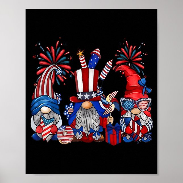 4th Of July Gnomes Patriotic Funny Independence Poster (Front)