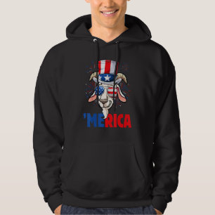 4th of July  Goat Men Women USA Flag Goat Hoodie