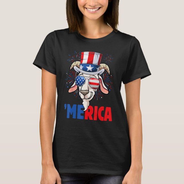 4th of July  Goat Men Women USA Flag Goat T-Shirt (Front)