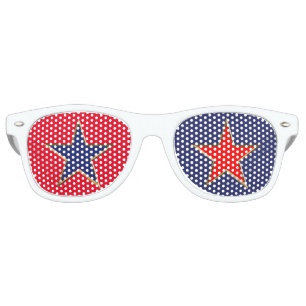 4th of July gold red white blue patriotic stars Retro Sunglasses